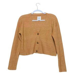 Billabong Cardigan Sweater Crop Ribbed Mustard Yellow Size SMALL